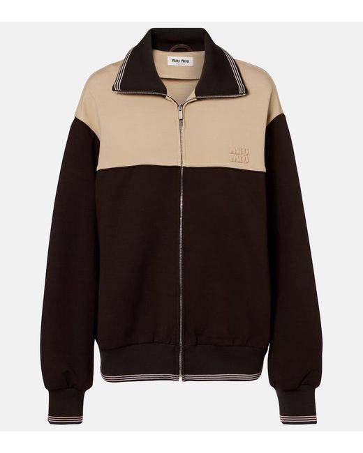 Miu Miu Black Colorblocked Zip-Up Sweatshirt