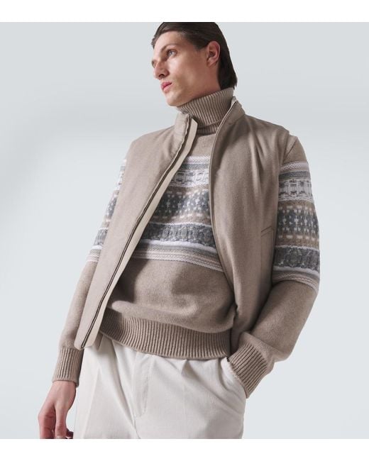Zegna Gray Cashmere Down Vest for men