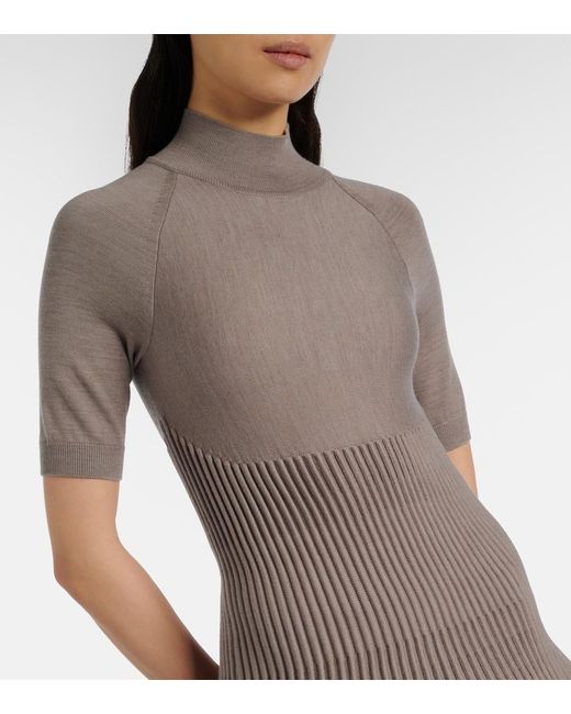Alaïa Gray Ribbed-Knit Wool-Blend Minidress