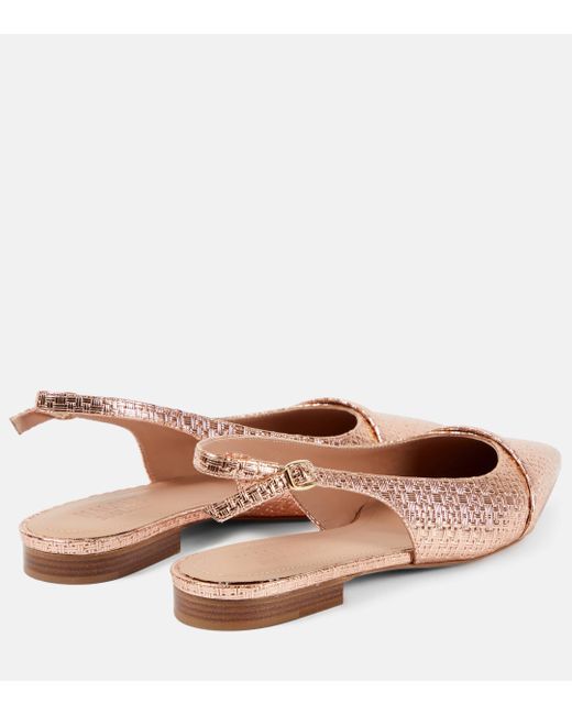 Malone Souliers Pink Jama Embossed Leather Slingback Flats