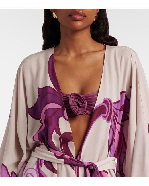 Adriana Degreas Purple Printed Beach Cover-Up