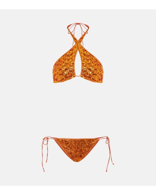 Oseree Orange Bikini Pailettes