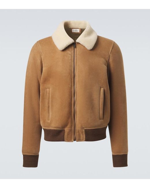 Saint Laurent Brown Shearling-Lined Suede Jacket for men