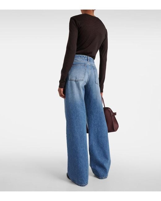 The Row Blue Eglitta Low-Rise Wide-Leg Jeans