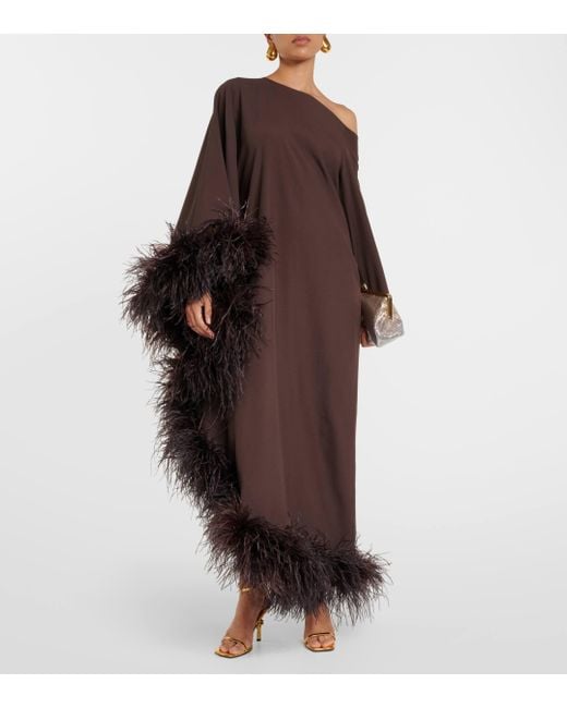 Robe longue Ubud Extravaganza a plumes ‎Taller Marmo en coloris Brown