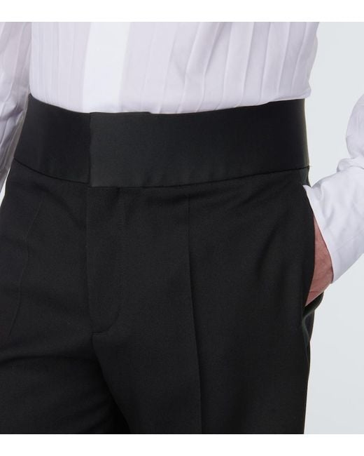 Valentino Black Straight Virgin Wool Pants for men