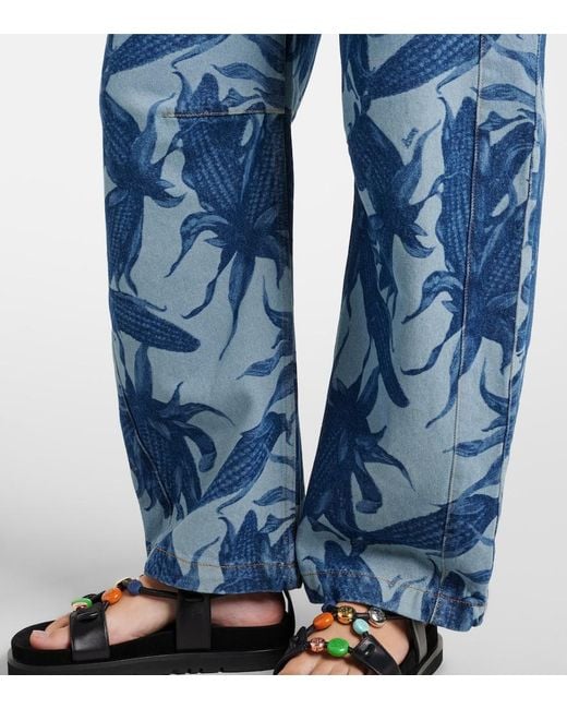Loewe Blue Paula's Ibiza Printed Barrel-Leg Jeans