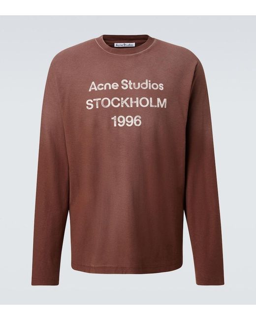 Acne Studios Logo Cotton And Hemp T-Shirt in Brown for Men | Lyst