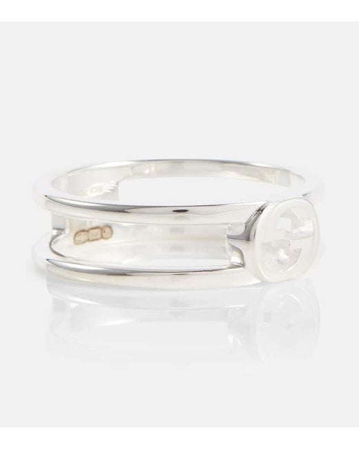Gucci White Interlocking G Sterling Ring