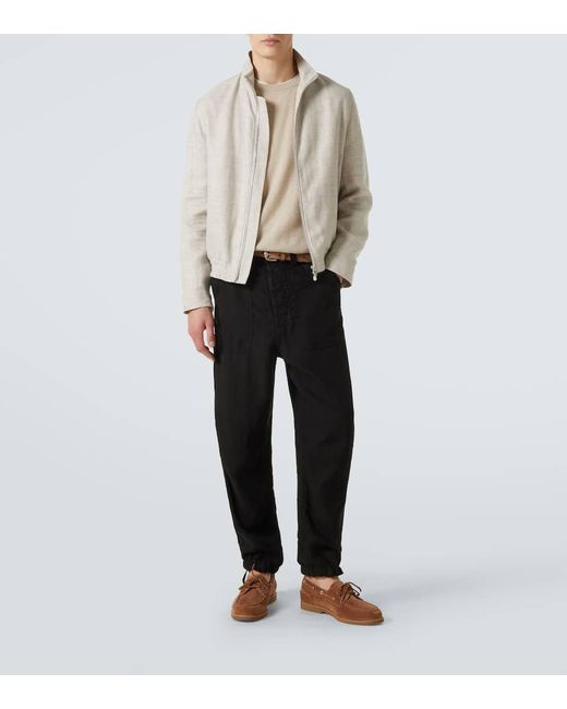 Brunello Cucinelli Hose Aus Leinen-Gabardine in Black für Herren