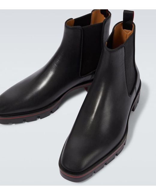 Christian Louboutin Black Alpinosol Leather Chelsea Boots for men