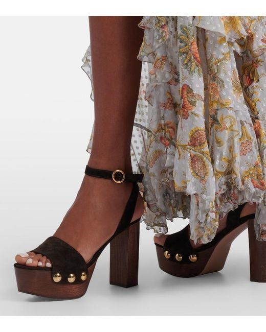 Gianvito Rossi Brown Ardea Studded Suede Platform Sandals