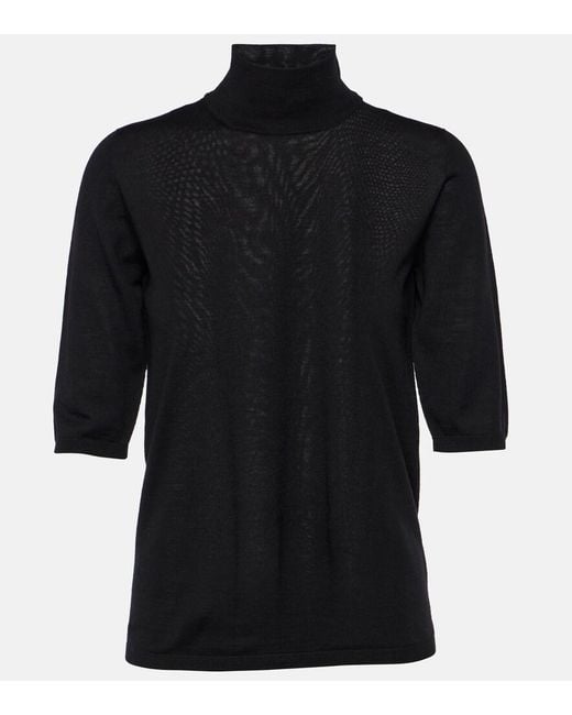 Max Mara Black Ciriaco Virgin Wool Turtleneck Top