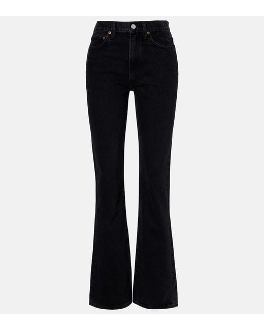 Agolde Blue Leena Mid-Rise Flared Jeans
