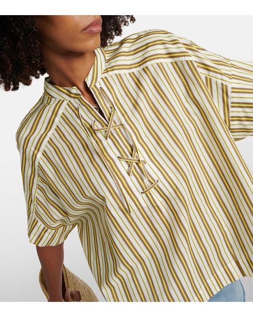 Yves Salomon Metallic Striped Cotton Top