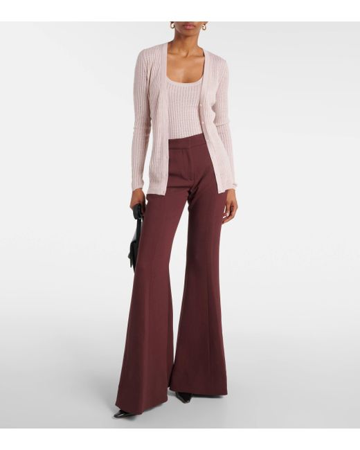 Gabriela Hearst Pink Ribbed-knit Cashmere And Silk Cardigan
