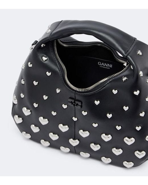 Ganni Black Mini Studded Top-Handle Bag
