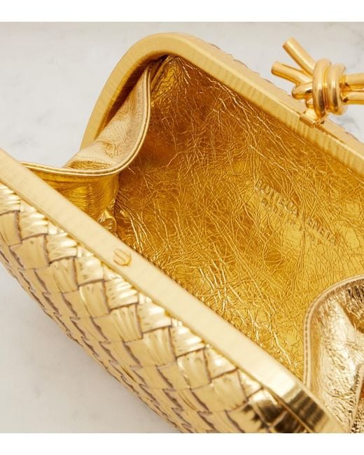 Bottega Veneta Knot Intreccio Metallic Leather Clutch