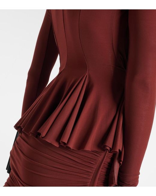 Rick Owens Red Hollywood Cupro-Blend Wrap Jacket