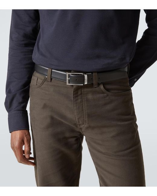 Zegna Black Leather Belt for men