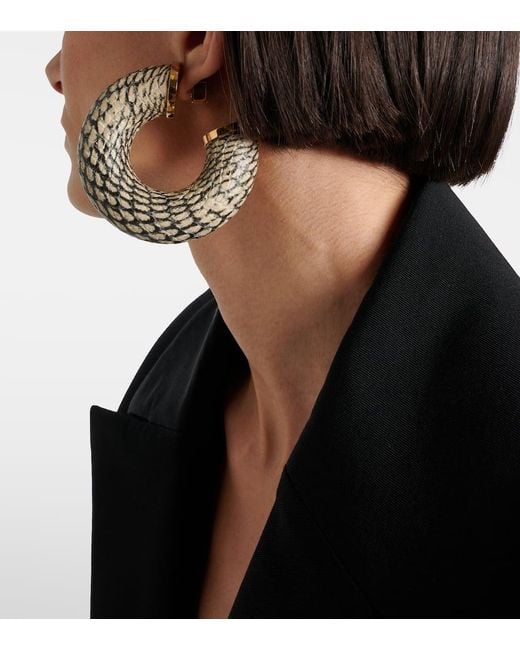Jacquemus Metallic The Mojave Snake-Effect Hoop Earrings
