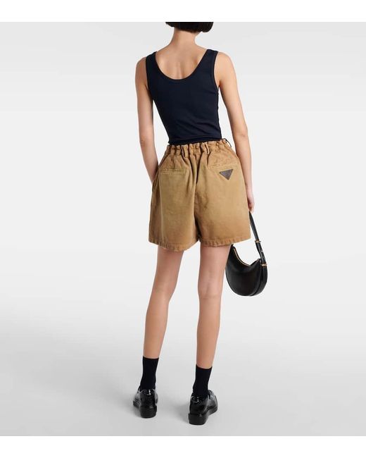 Short En Toile De Coton Prada en coloris Natural