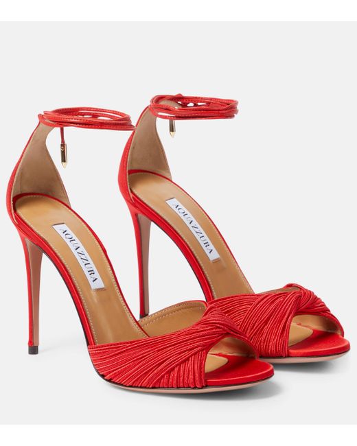 Aquazzura Red Bellini Beauty 105 Satin Sandals