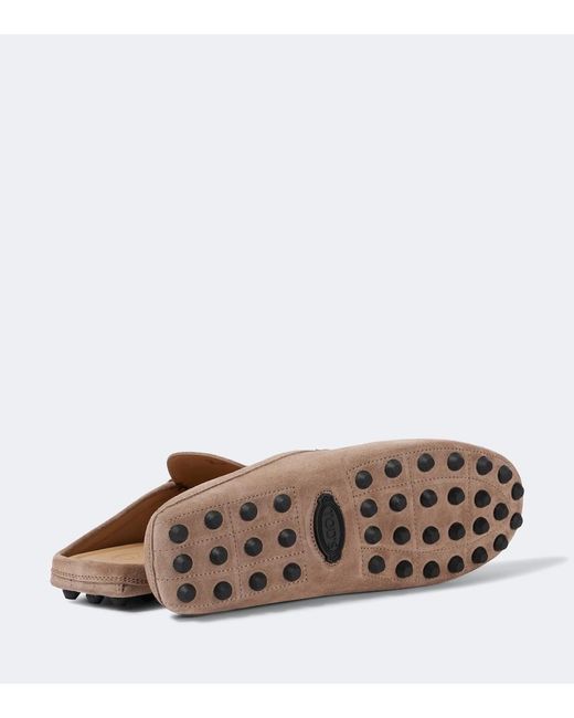Tod's White Gommino Bubble Suede Mules for men