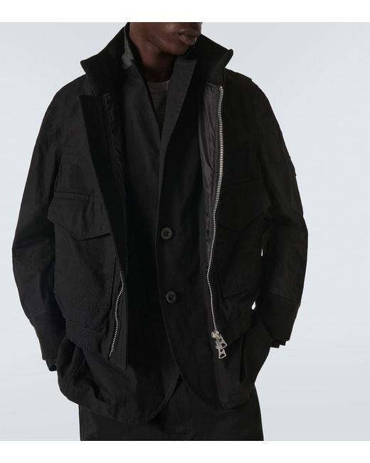 Sacai Black Cotton-Blend Ripstop Jacket for men