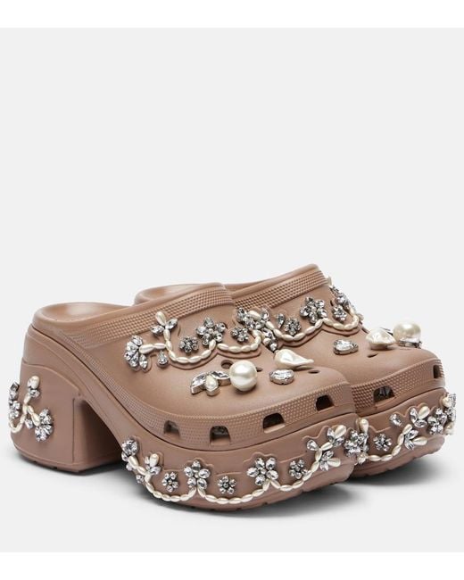 靴 simone rocha x crocs siren Simone Rocha X Crocs Siren Embellished Platform Clogs in Brown