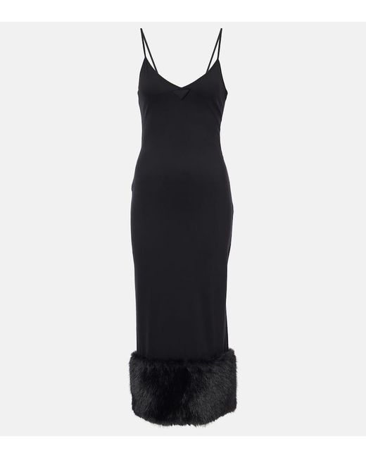 Robe Midi En Shearling Synthetique Prada en coloris Black