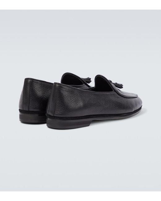 Rubinacci Black Marphy Leather Loafers for men