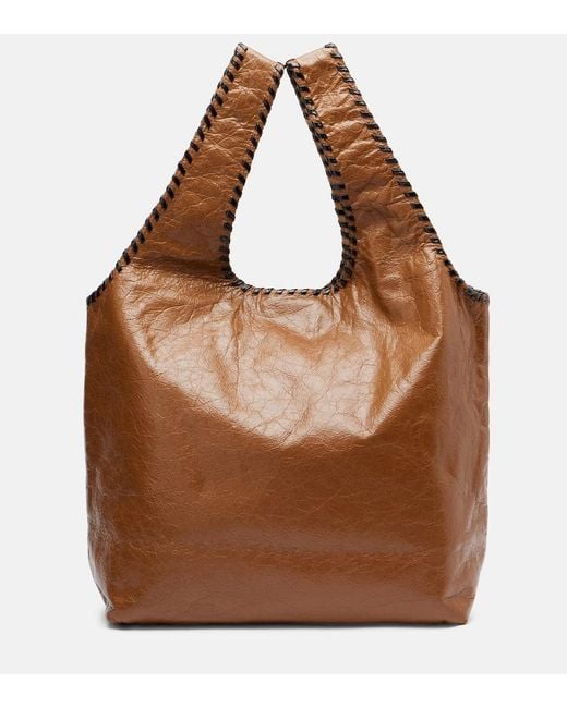 Dries Van Noten Brown March Large Leather Tote Bag