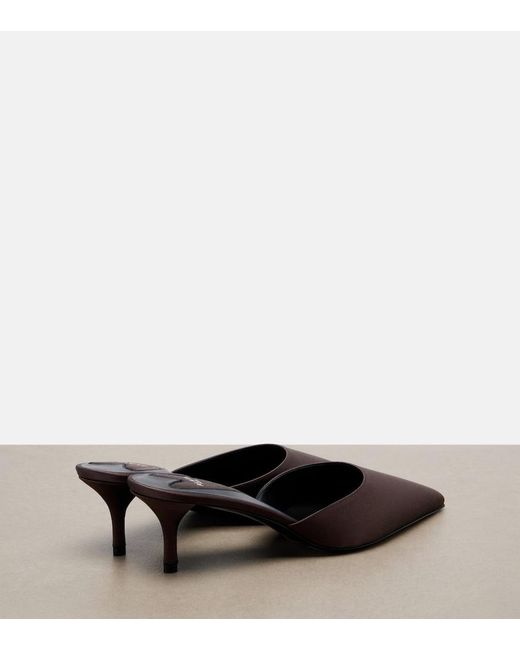 Alaïa Brown Le Coeur Satin Mules