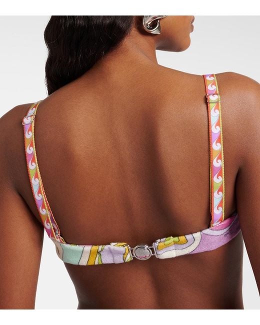 Emilio Pucci Pink Orchidee Cotton Terry Bikini Top