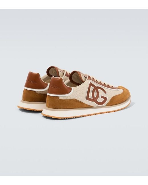 Dolce & Gabbana Brown Dg Cushion Suede-Trimmed Sneakers for men