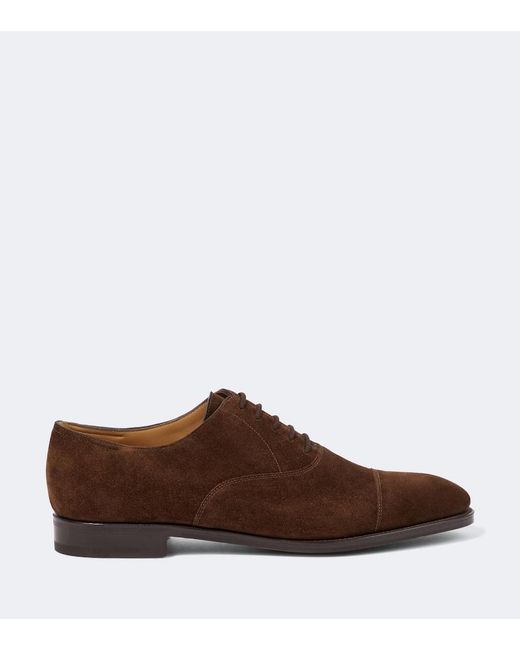 John Lobb Brown City Ii Suede Derby Shoes for men