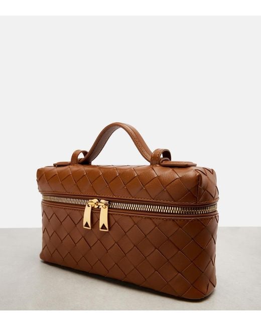 Bottega Veneta Brown Bang Bang Intrecciato Leather Vanity Bag
