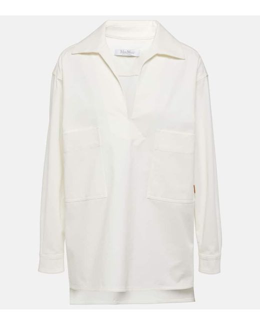 Max Mara White Matassa Oversized Cotton Gabardine Shirt