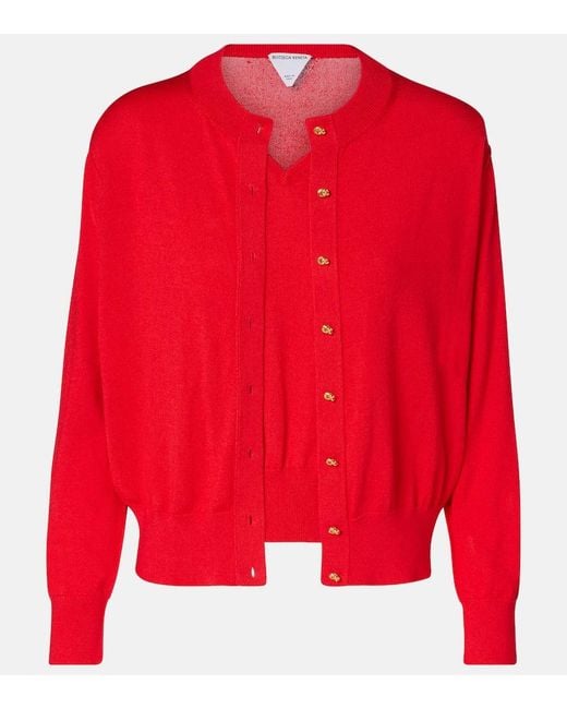 Bottega Veneta Red Knot Sweater Vest And Cardigan Set
