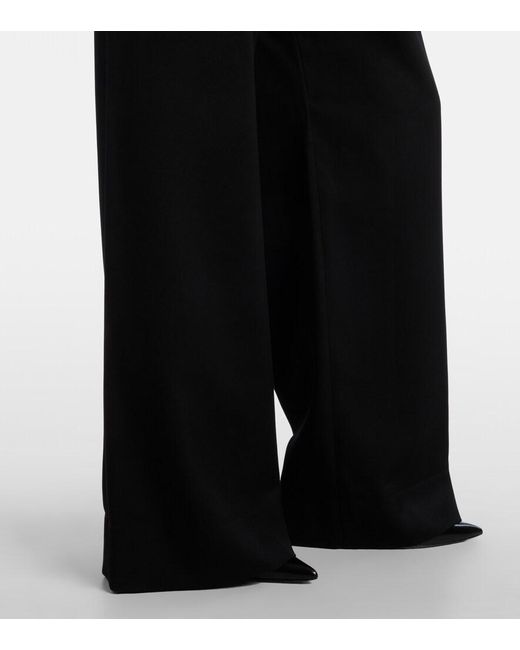 Wardrobe NYC Black Pleated Low-Rise Wide-Leg Wool Pants