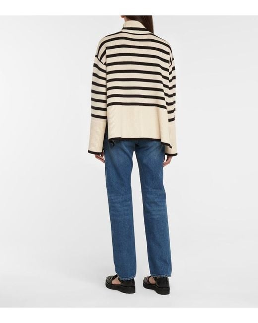 Totême  Multicolor Striped Turtleneck Wool-blend Sweater