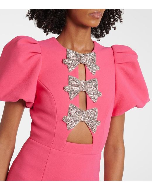 Rebecca Vallance Pink Posey Embellished Puff-Sleeve Midi Dress