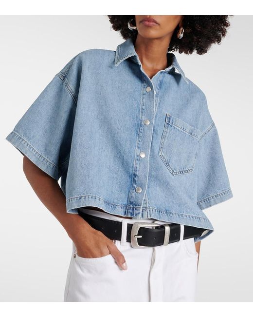 Camicia Di Jeans Cropped Rona Box di Agolde in Blue