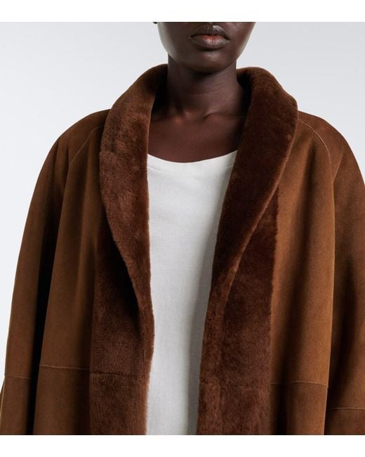 The Row Brown Kane Reversible Shearling-Lined Suede Coat