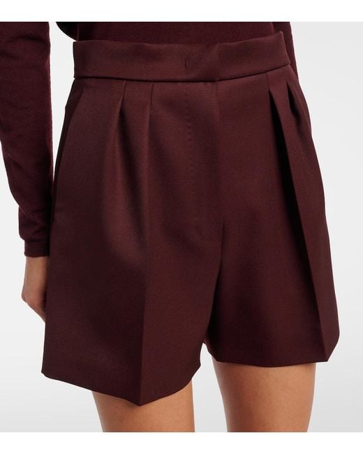 Max Mara Purple Ozieri High-Rise Virgin Wool Shorts