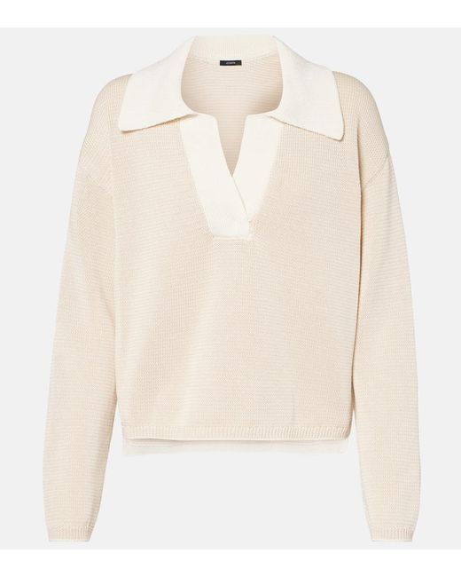Joseph Natural Striped Cotton Polo Sweater