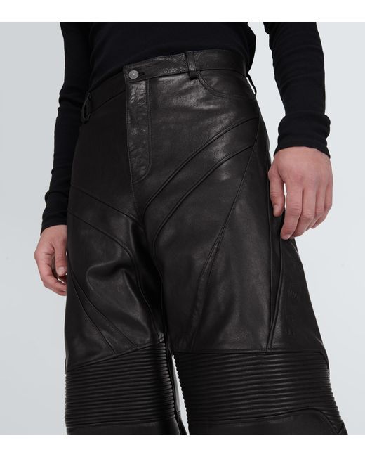 Black Leather Biker PantsTrousers For Men Double Zipper Biker Jeans  eBay
