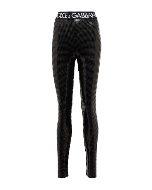 Dolce & Gabbana Sequined Highrise leggings in Black Lyst