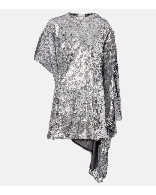 Coperni Gray Zero Waste Draped Sequined Minidress